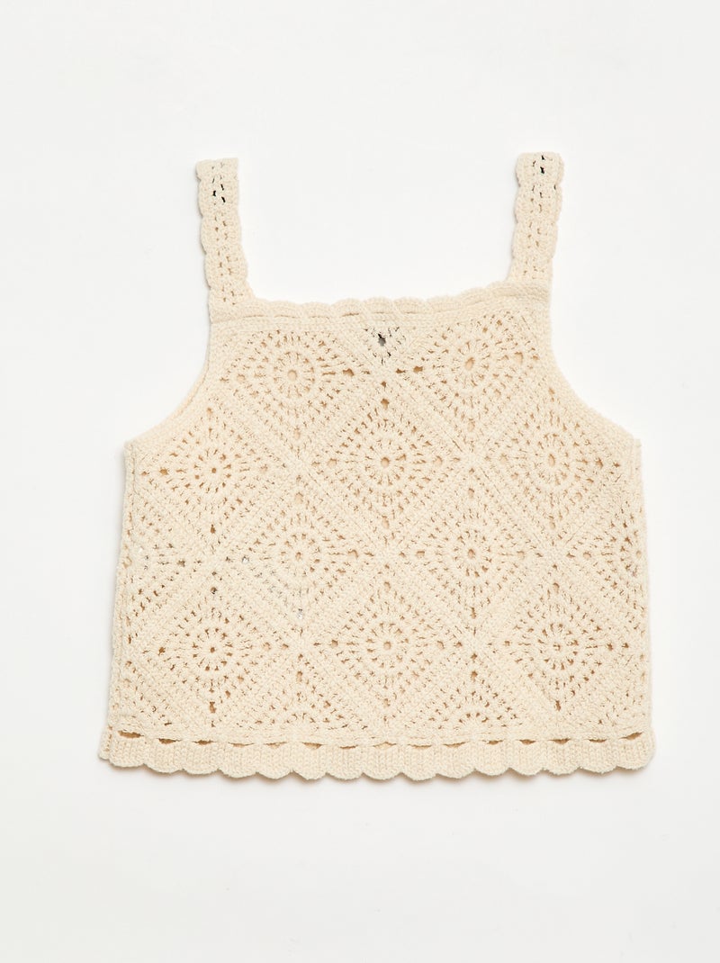 Top de croché liso Cru - Kiabi