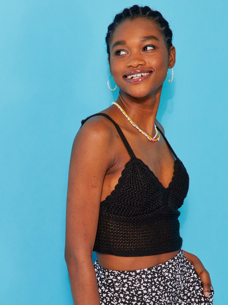Top de croché Preto - Kiabi