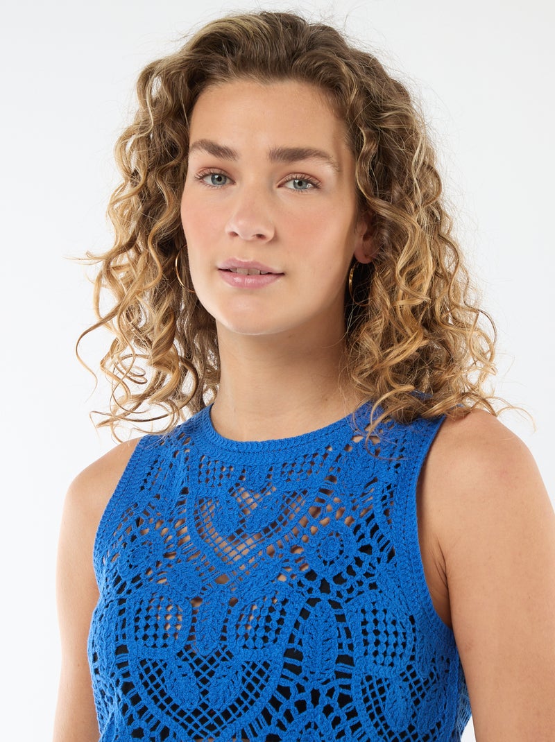 Top de crochê sem mangas Azul - Kiabi