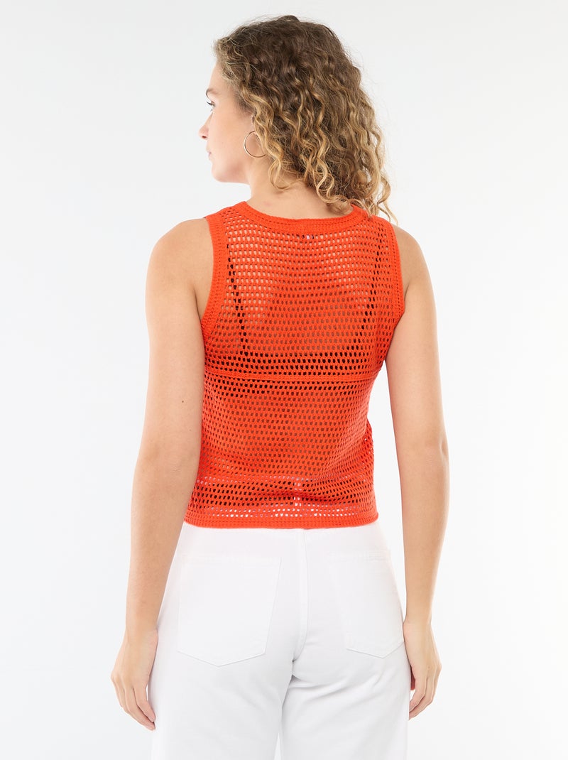 Top de crochê sem mangas Laranja - Kiabi