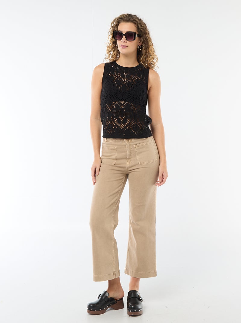 Top de crochê sem mangas Preto - Kiabi