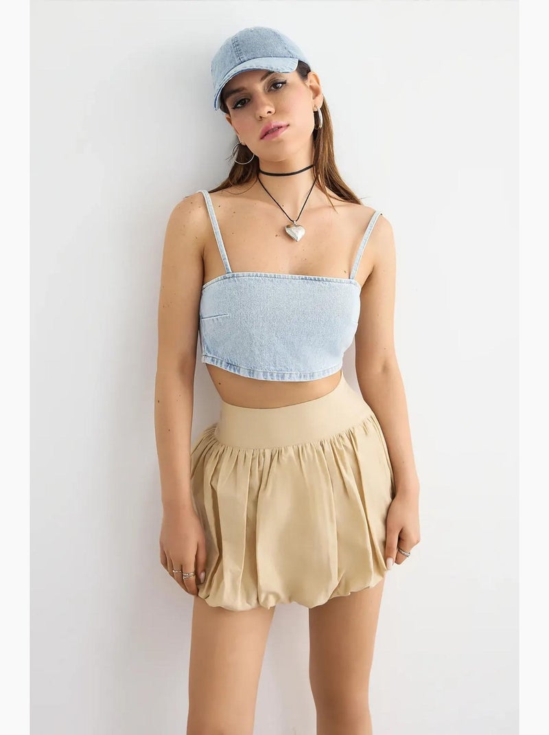 Top de ganga com decote quadrado hiccup Azul - Kiabi