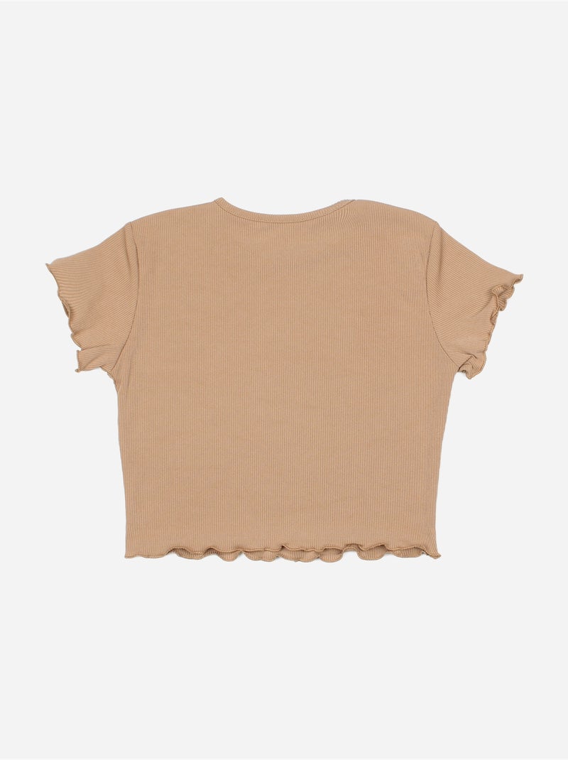 Top de gola redonda - Kids Star Camelo - Kiabi
