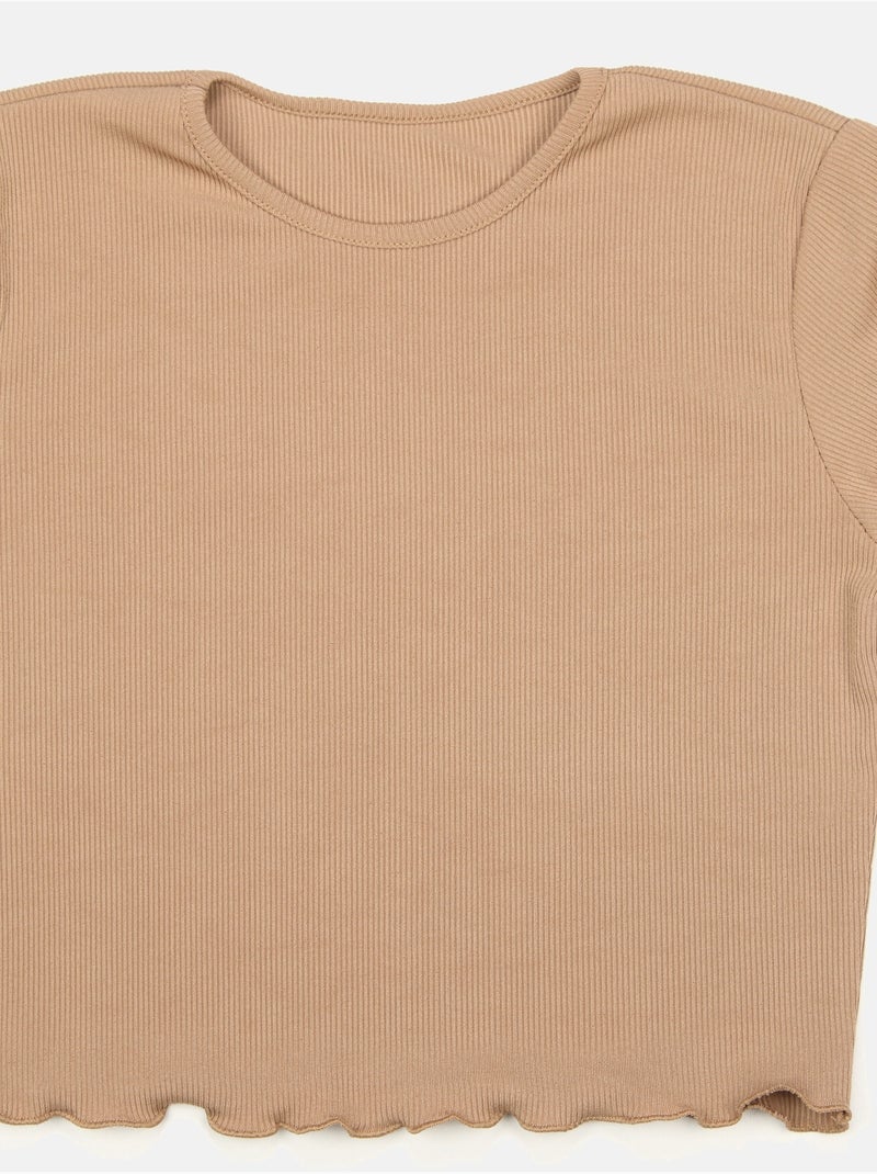 Top de gola redonda - Kids Star Camelo - Kiabi