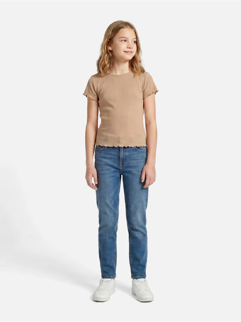 Top de gola redonda - Kids Star Camelo - Kiabi