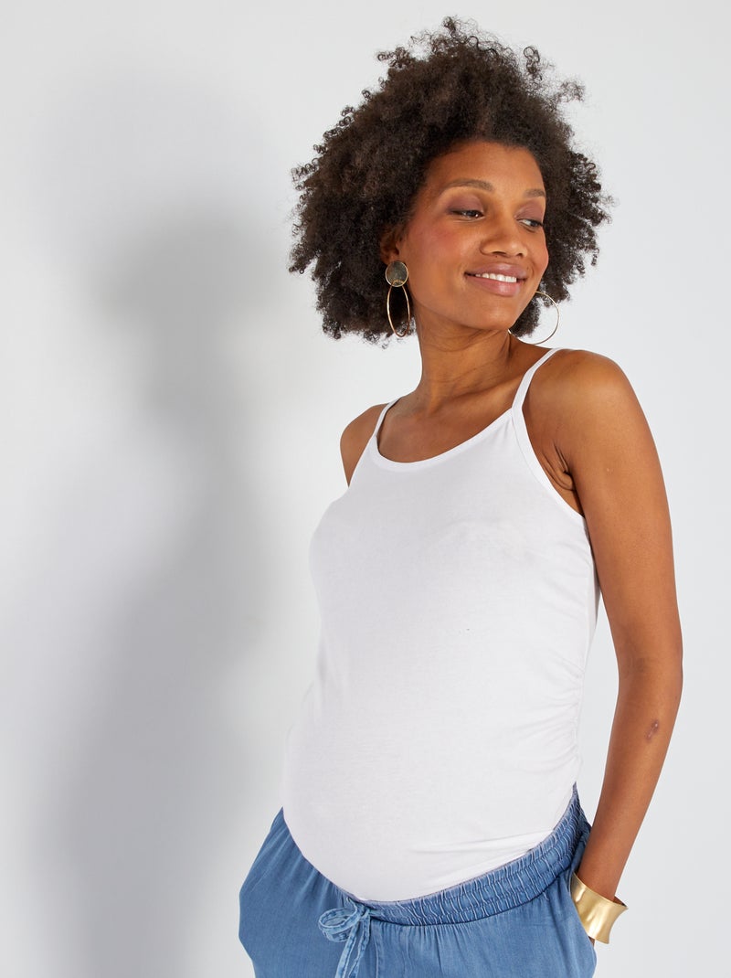 Top de grávida com alças finas ajustáveis Branco - Kiabi