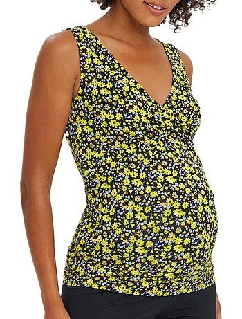 Top de Grávida Mamalicious Lamber Preto/Amarelo