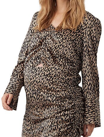 Top de grávida vero moda com franzido preto/castanho