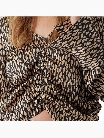 Top de grávida vero moda com franzido preto/castanho
