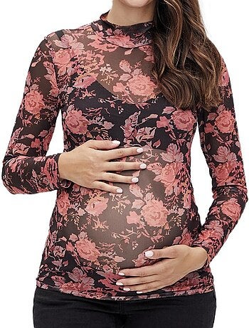Top de Gravidez Mamalicious Sharon Preto/Vermelho para Mulher