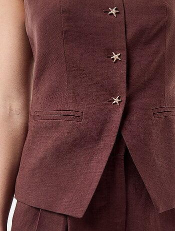 Top de linho estilo colete