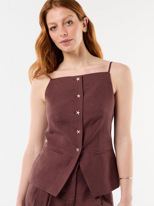 Top de linho estilo colete - Kiabi