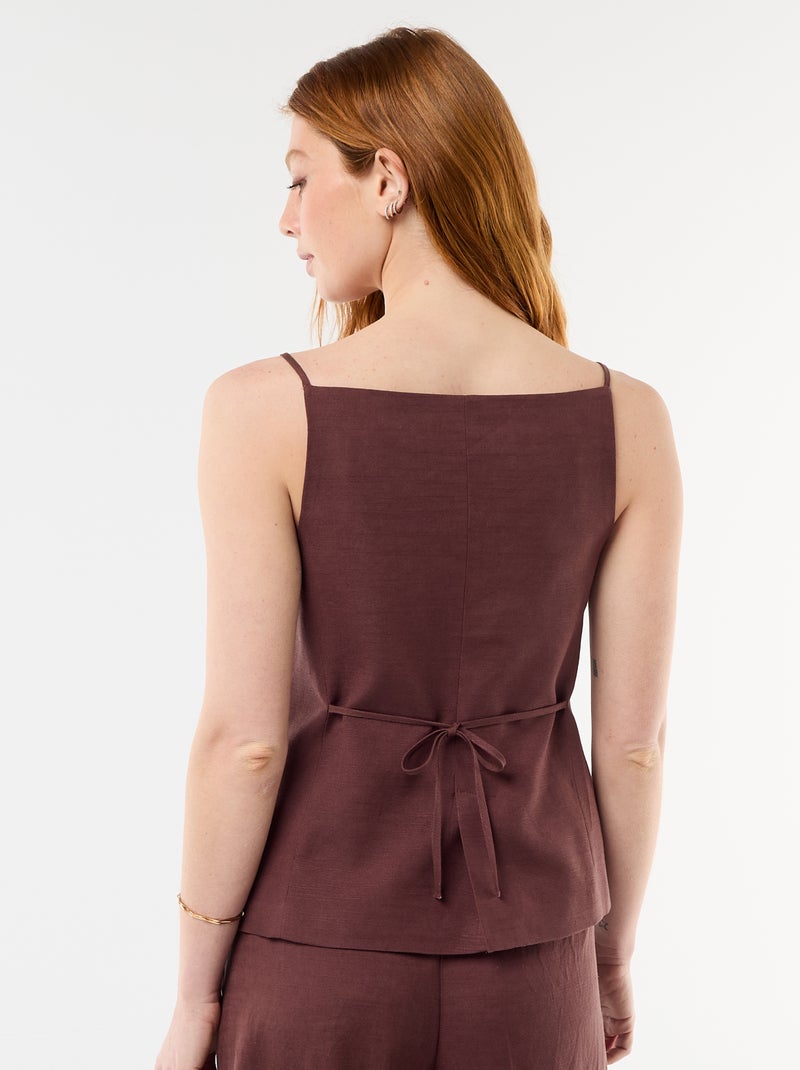 Top de linho estilo colete Castanho - Kiabi