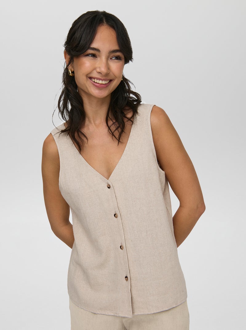 Top de linho misturado 'JDY' BEGE - Kiabi