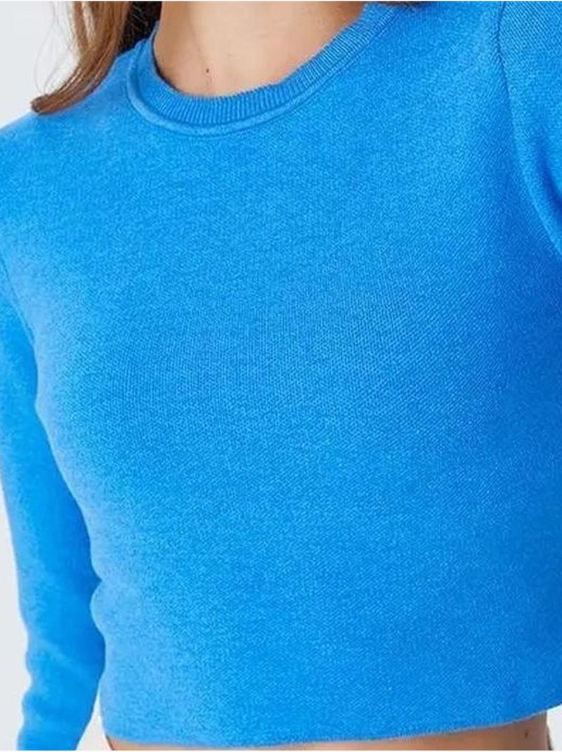 Top de malha básico curto de manga comprida mixray Azul claro - Kiabi