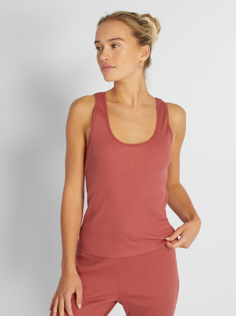 Top de malha canelada VERMELHO - Kiabi