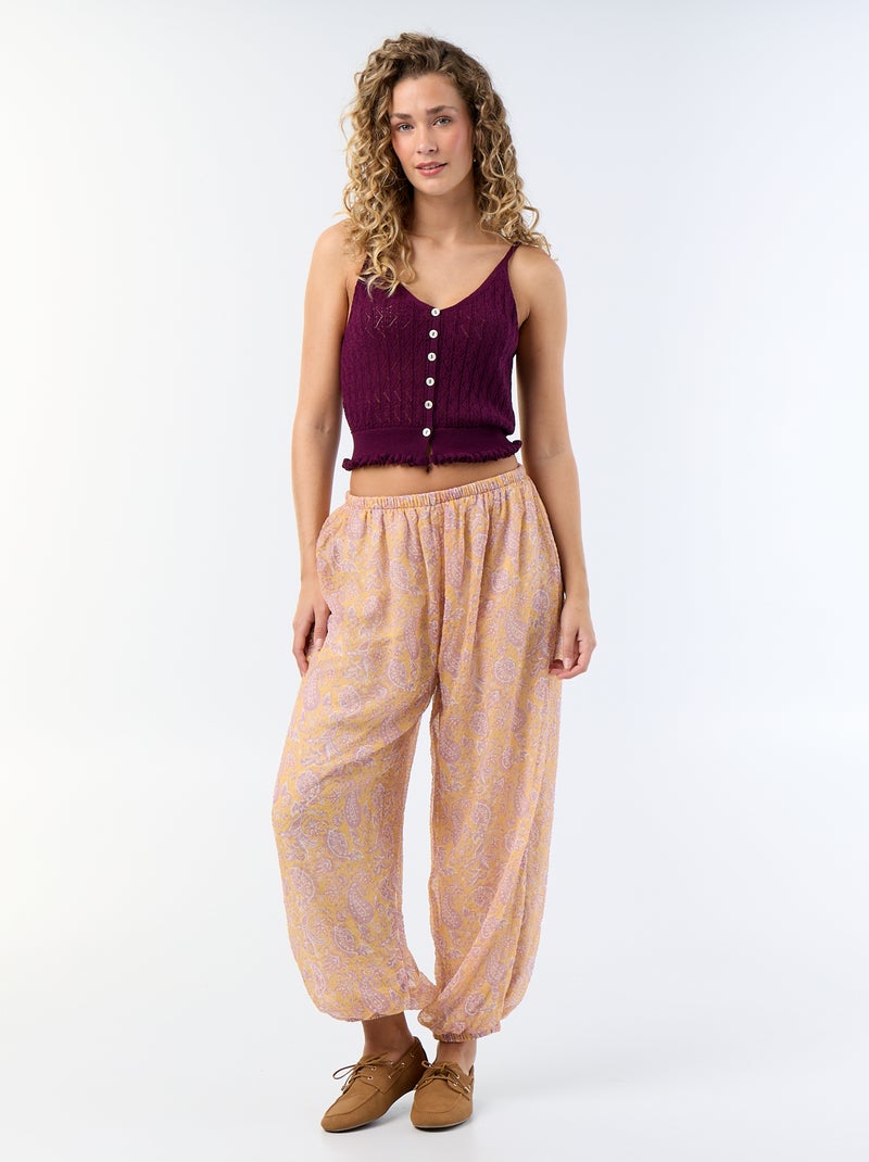 Top de malha de croché Violeta - Kiabi