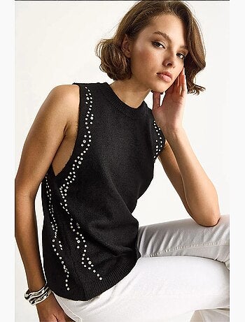 Top de malha texturizada gola redonda lucci