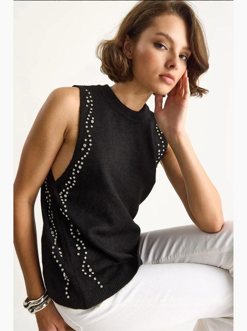 Top de malha texturizada gola redonda lucci - Kiabi