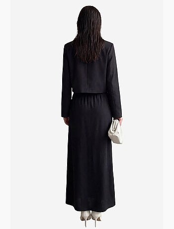 Top de manga comprida com botões e saia maxi conjunto de duas peças my fashion