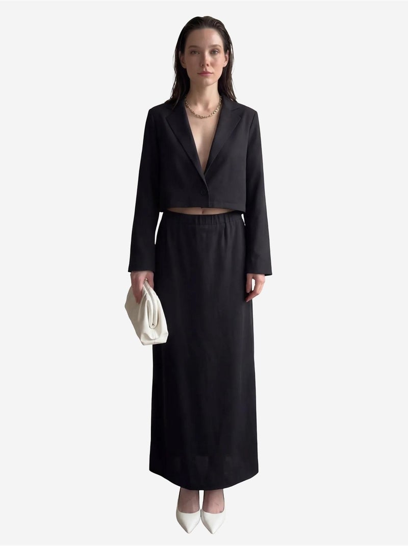 Top de manga comprida com botões e saia maxi conjunto de duas peças my fashion Preto - Kiabi
