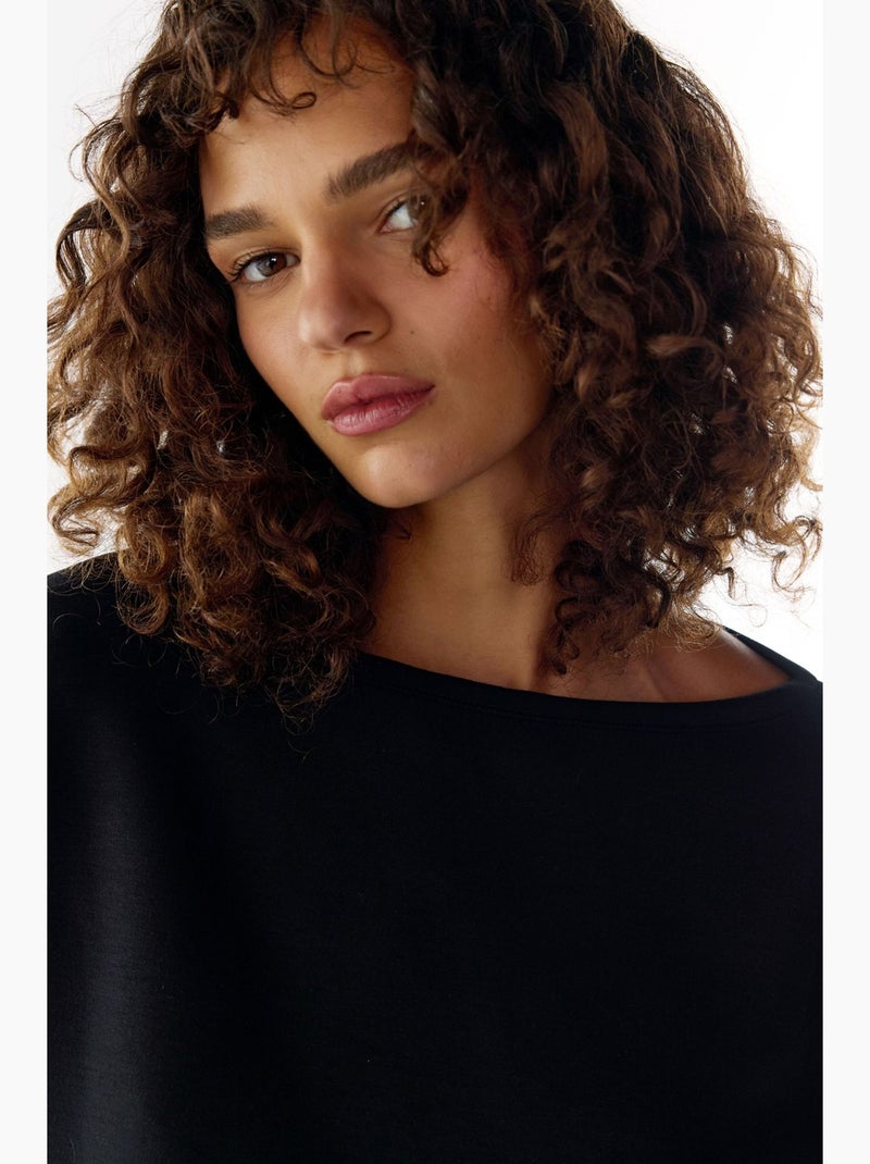 Top de manga comprida silky touch penti Preto - Kiabi
