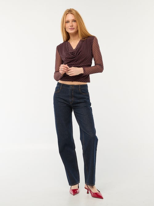 Top de mangas compridas drapeado liso - Kiabi