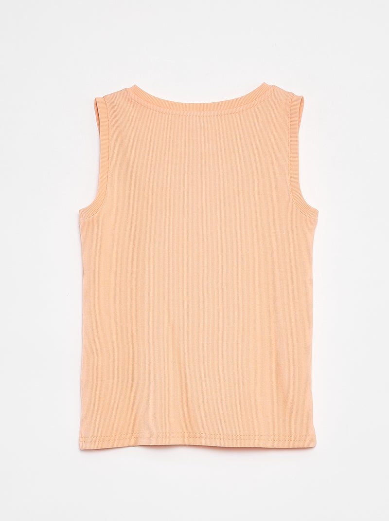 Top de material canelado com gola com botões LARANJA - Kiabi