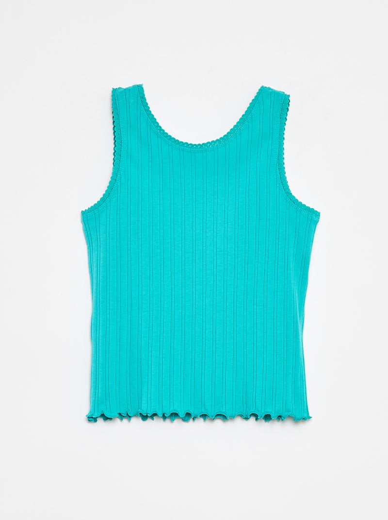 Top de material canelado e renda VERDE - Kiabi