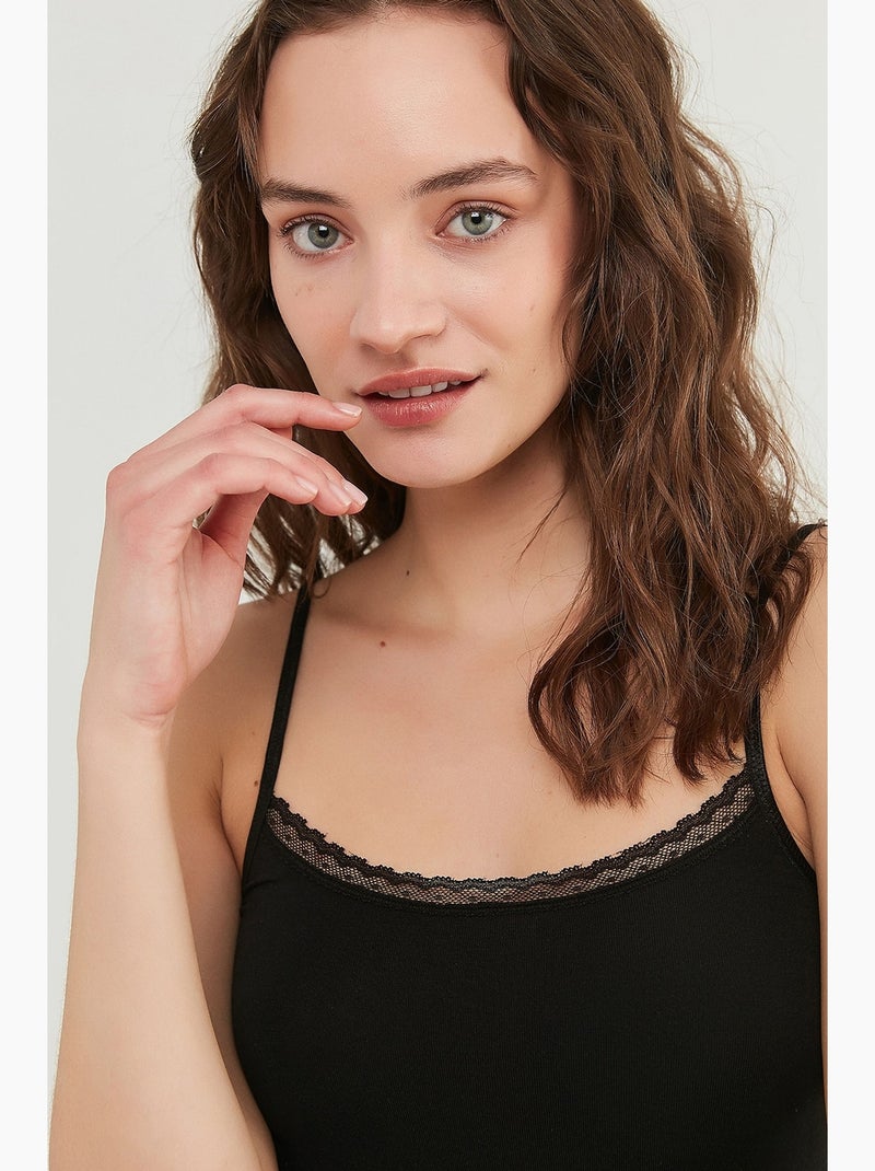 Top de mulher com alças finas penti Preto - Kiabi