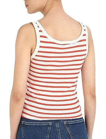 Top de Mulher Tommy Hilfiger Slim Button Branco/Vermelho