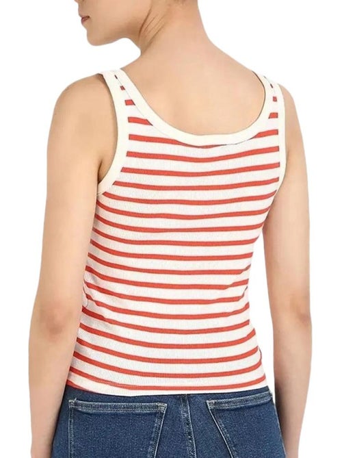 Top de Mulher Tommy Hilfiger Slim Button Branco/Vermelho - Kiabi Top de Mulher Tommy Hilfiger Slim Button Branco/Vermelho - Kiabi