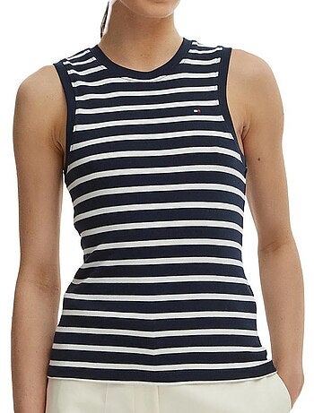 Top de mulher tommy hilfiger slim cody azul marinho/branco