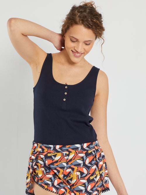 Top de pijama com nervuras finas - Kiabi
