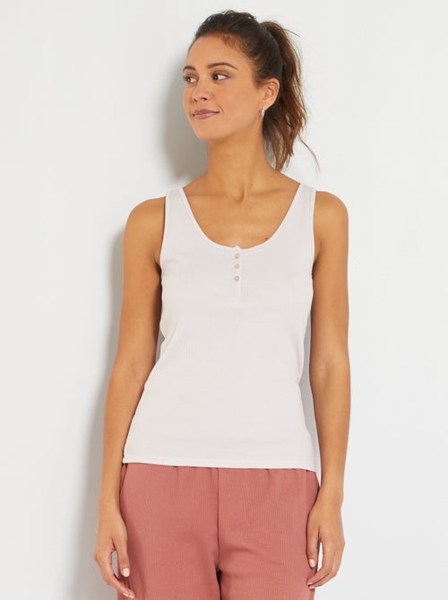 Top de pijama com nervuras finas - Kiabi