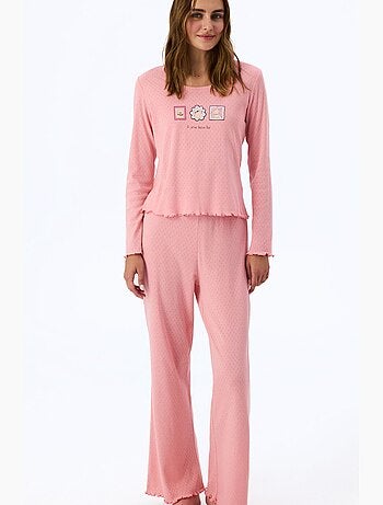 Top de pijama de manga curta com estampa slogan em pointelle penti