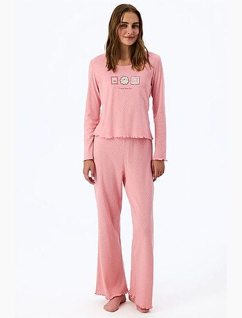 Top de pijama de manga curta com estampa slogan em pointelle penti