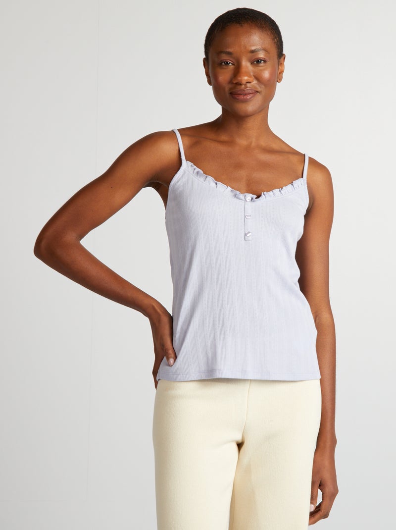 Top de pijama em malha pointelle AZUL - Kiabi