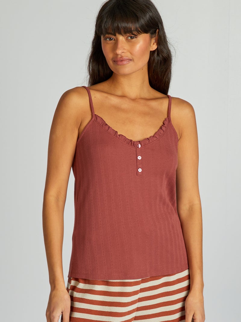 Top de pijama em malha pointelle ROXO - Kiabi