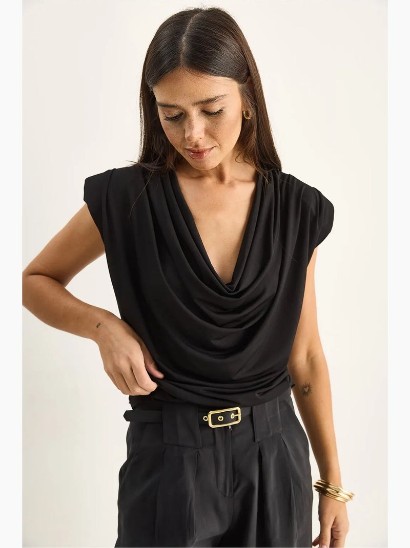 Top decote drapeado lucci Preto - Kiabi