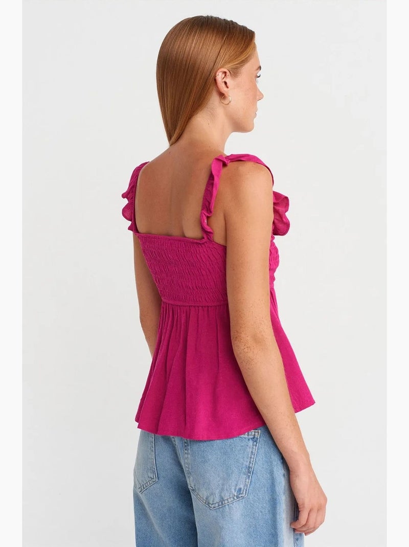 Top decote quadrado laço frente dilvin Rosa-fluo/Solinotes - Kiabi