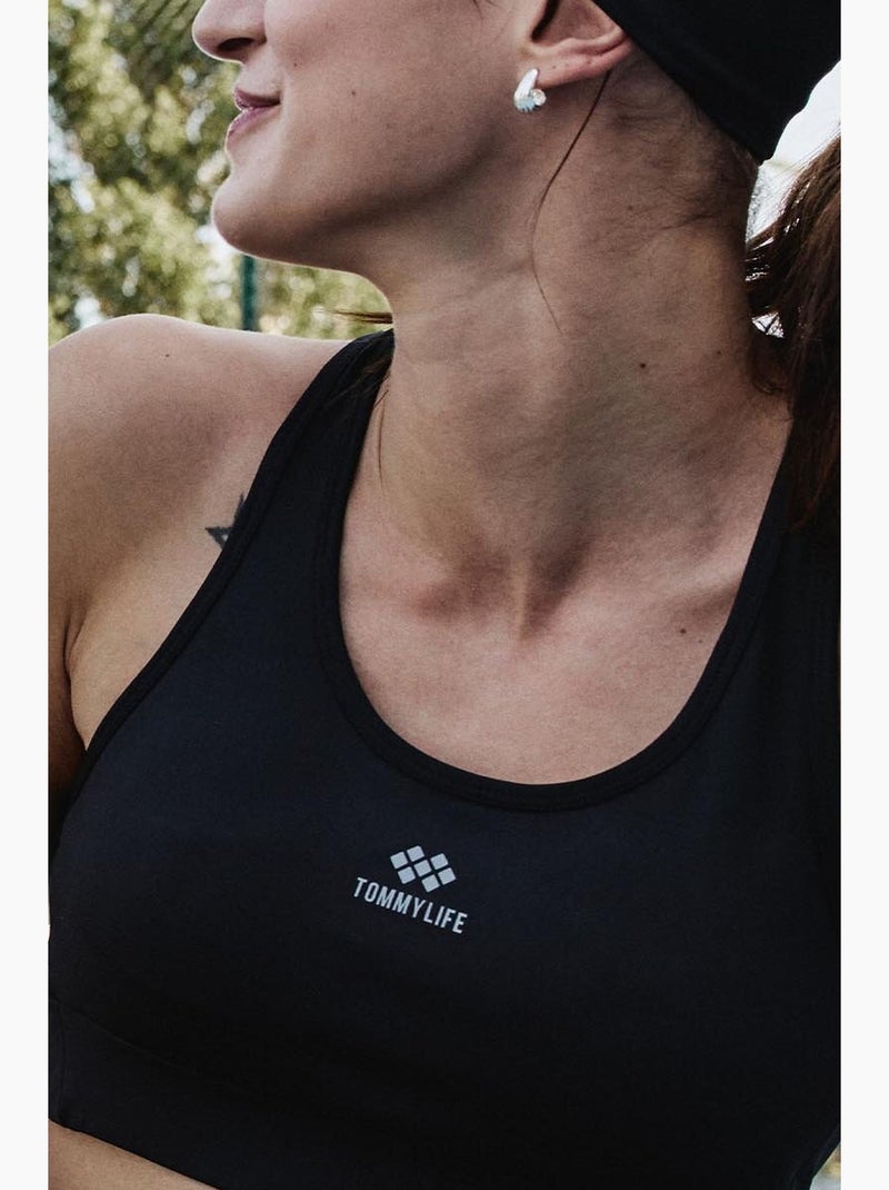 Top desportivo crop justo sem mangas tommy Preto - Kiabi