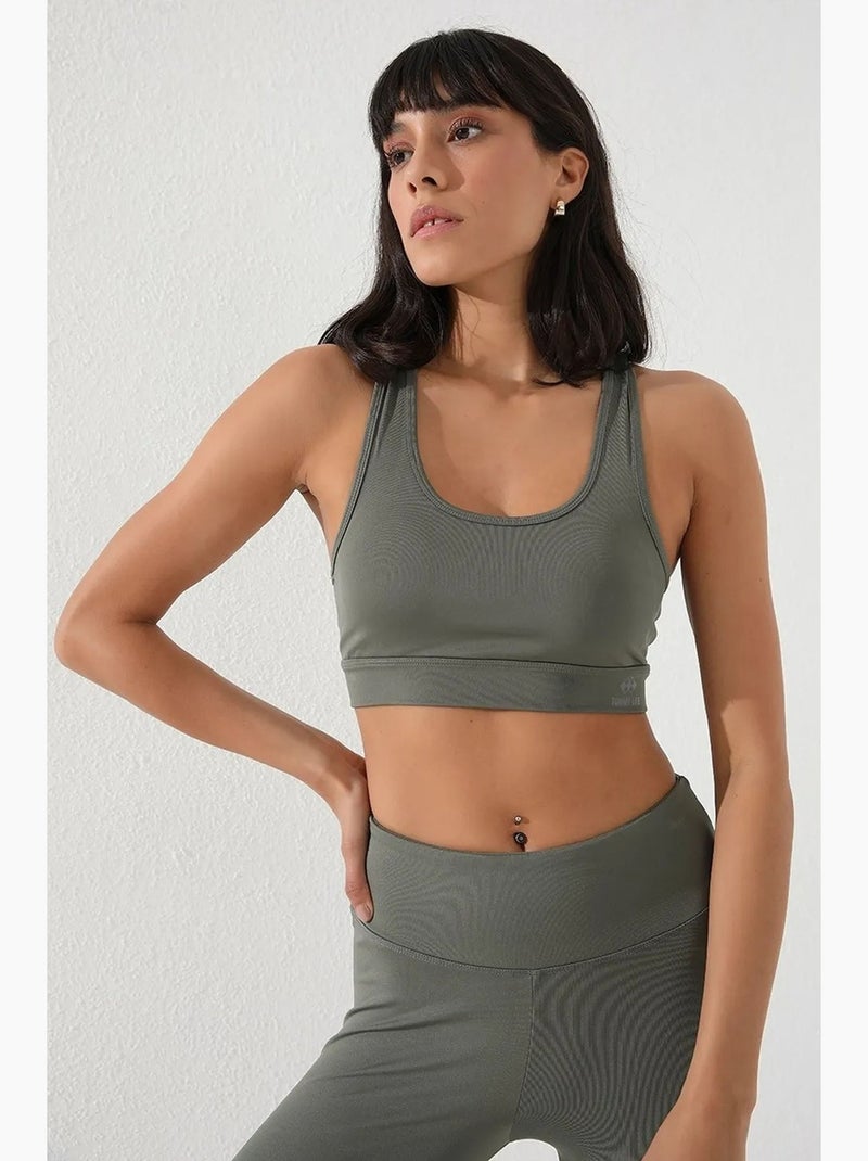 Top desportivo curto justo sem mangas tommy Cáqui - Kiabi