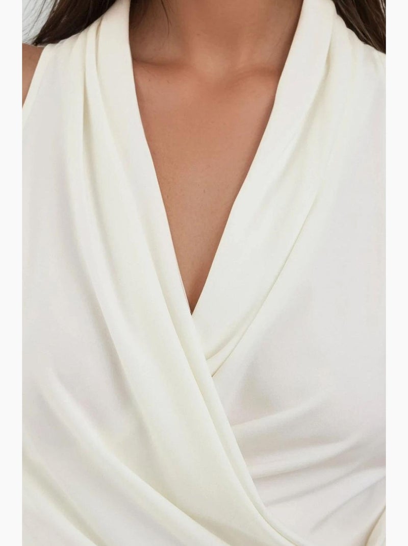 Top drapeado decote drapeado hiccup Branco - Kiabi