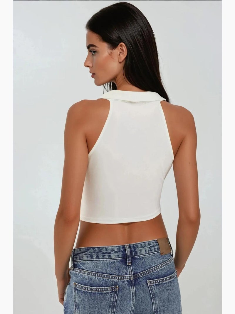 Top drapeado decote drapeado hiccup Branco - Kiabi