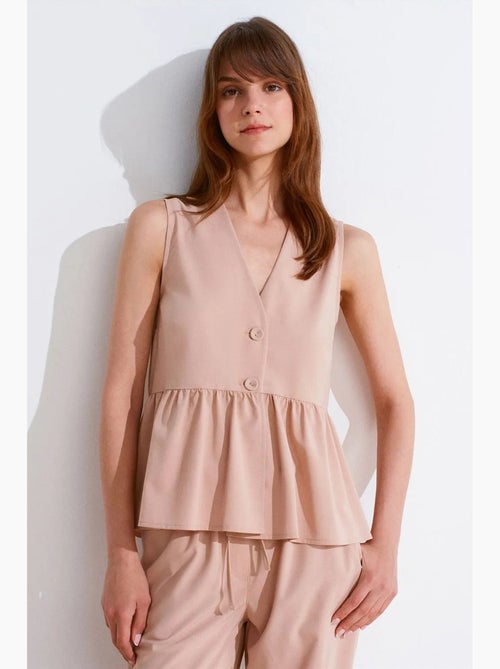 Top em crepe com decote v e botões dilvin - Kiabi