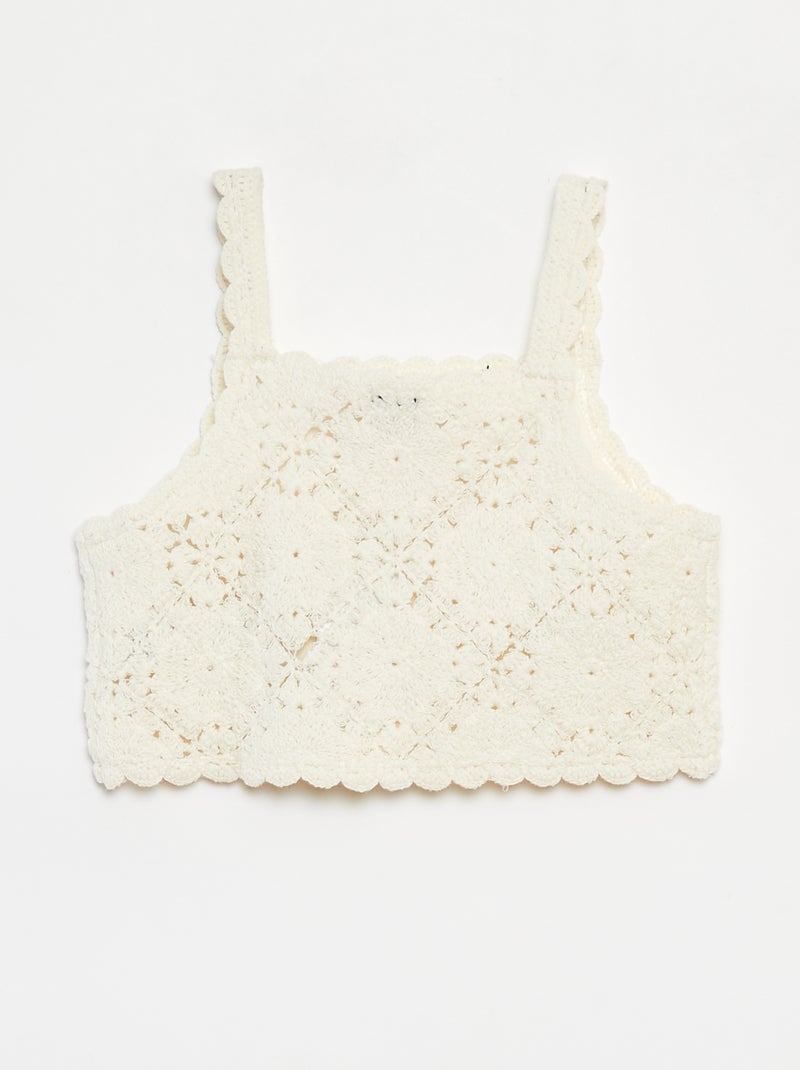 Top em croché Branco - Kiabi