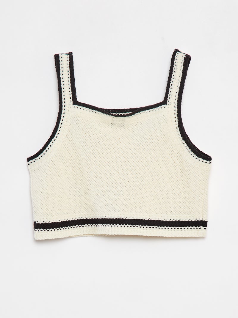 Top em croché com flores BEGE - Kiabi