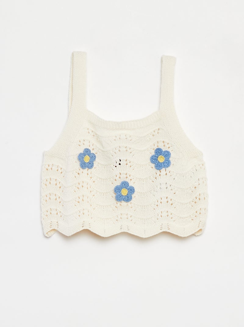 Top em croché com motivos Branco - Kiabi