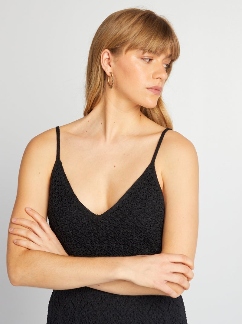 Top em croché Preto - Kiabi
